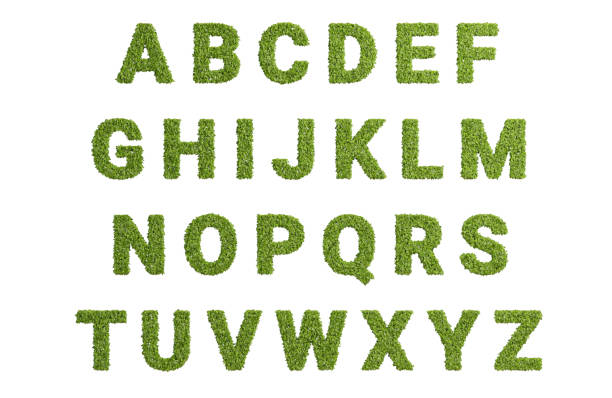 istock 3d rendering green growing leaves alphabet letter isolated 1329455797