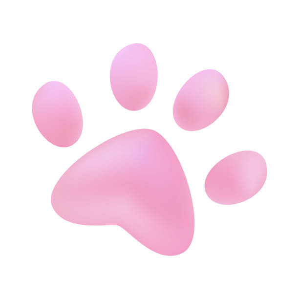 istock Pink paw isolated on white background. Animal footprint. Funny shape 1329457821