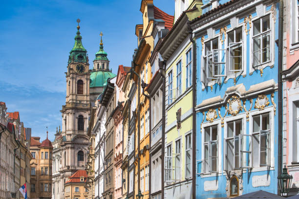 Into The Colorful District of Mala Strana in Prague stock photo