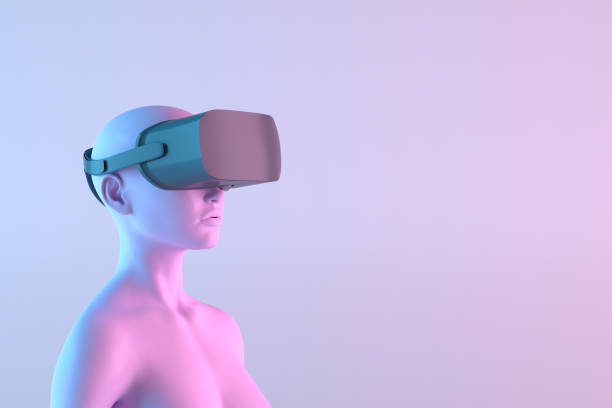 istock Woman wearing Virtual Reality Glasses 1329459720