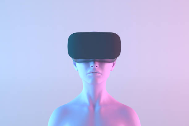 istock Woman wearing Virtual Reality Glasses 1329459751