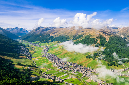 Livigno and its valley as seen from above