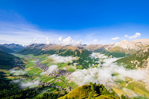 Livigno and its valley as seen from above