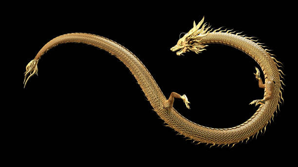 Chinese dragon pose. Chinese dragon pose include alpha path with 3d rendering. dragon in chinese temple stock pictures, royalty-free photos & images
