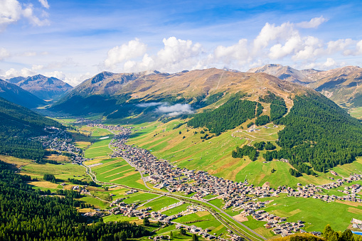Livigno and its valley as seen from above (3 shots stitched)