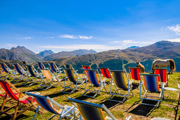 Deck chairs with view in Livigno