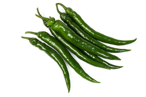 istock Fresh green chili on a white background 1329466787