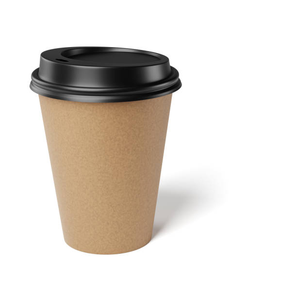 istock Blank brown coffee paper cup isolated on white background. 3d endering mock up. 1329467028