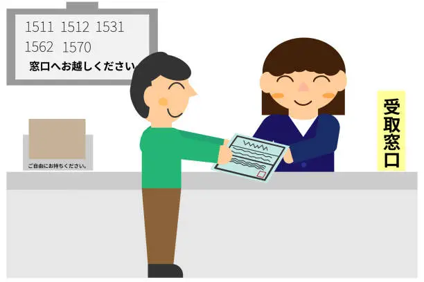 Vector illustration of Those who receive and give documents at the government office