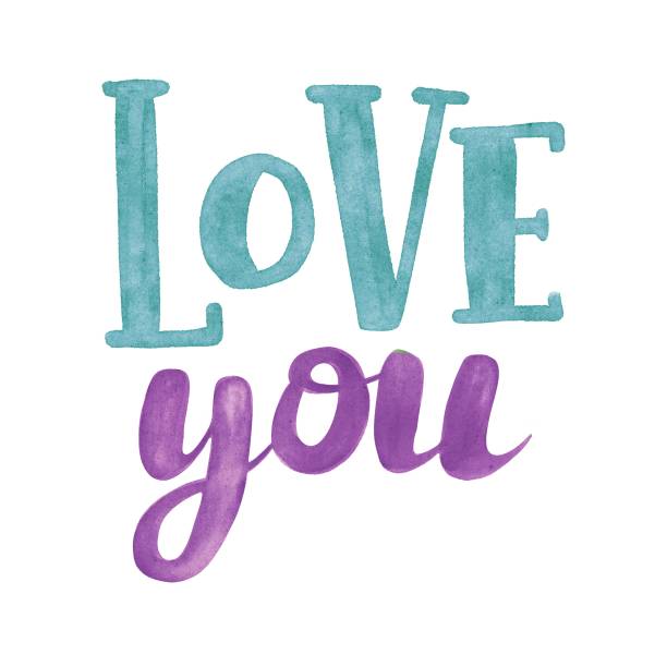istock Hand drawing watercolor handwriting lettering love you isolated on white background. Use for card, print, poster, postcard, invitation, greeting card, birthday, celebration, festive, template 1329472372