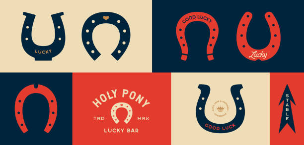 ilustrações de stock, clip art, desenhos animados e ícones de lucky horseshoe. set of horseshoes - horseshoe