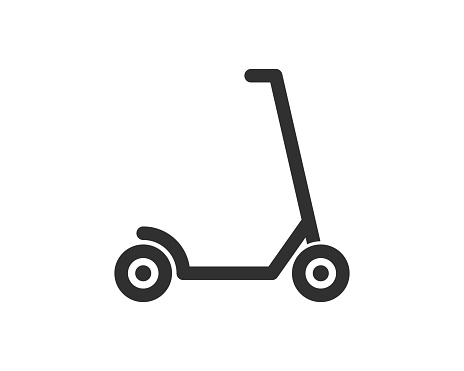 Electric Scooter icon symbol shape. E kick bike logo sign shape pictogram. Vector illustration image. Isolated on white background.