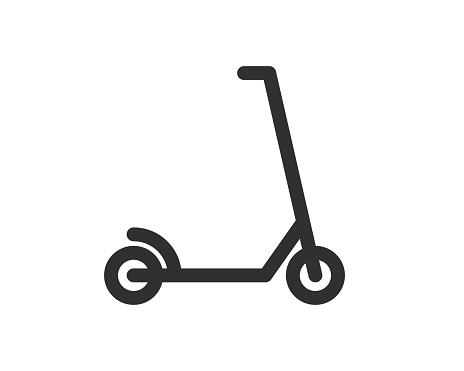 Electric Scooter icon symbol shape. E kick bike logo sign shape pictogram. Vector illustration image. Isolated on white background.