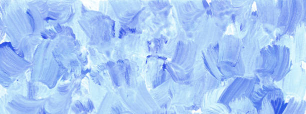istock Blue horizontal oil paint background. Painting knife texture. 1329485156