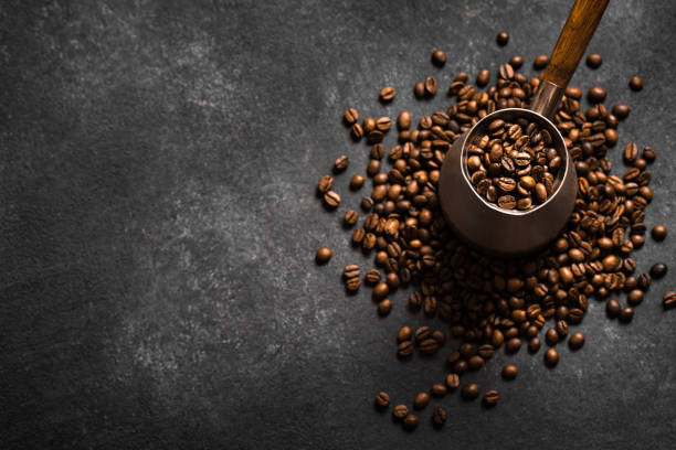 istock Roasted coffee beans and coffee turk (cezve) 1329487149