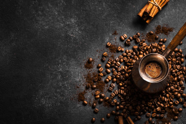 istock Hot coffee in turk and coffee beans 1329487241