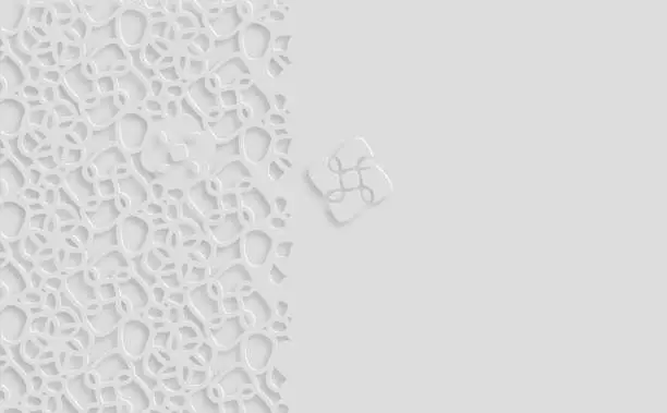 Vector illustration of Stereoscopic gray abstract papercutting cutting style floral leaf pattern design background