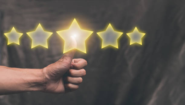 istock Customers rate the service in a five-star rating illustration 1329490369
