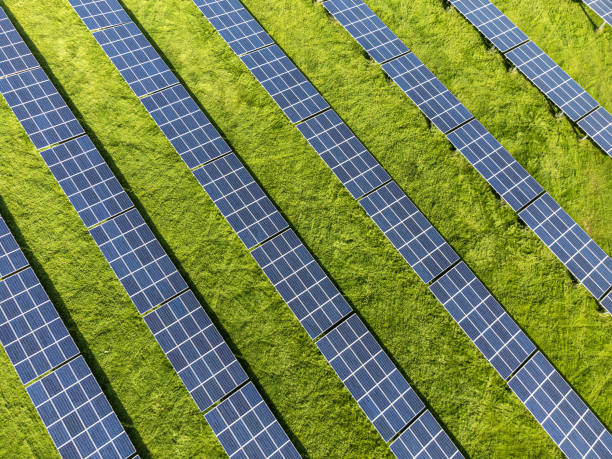 istock Aerial view as solar park 1329492689
