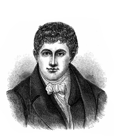 Illustration of a Sir Humphry Davy,  (17 December 1778 – 29 May 1829) was a Cornish chemist and inventor who invented the Davy lamp and a very early form of arc lamp