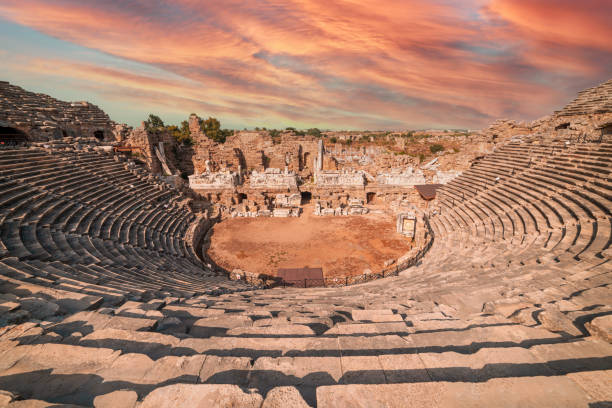 istock Ancient ruins and amphitheatre in Side Antalya, Turkey. 1329497129