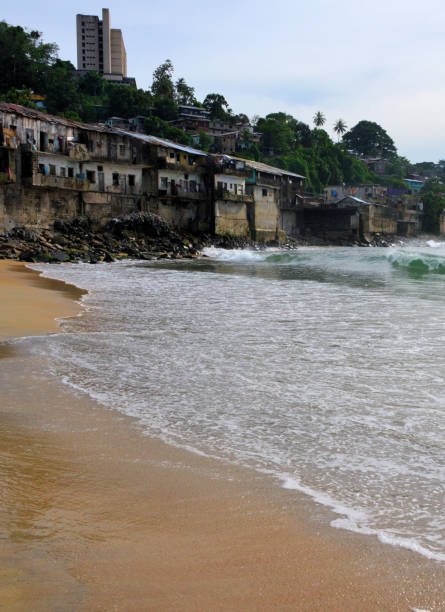 Beach, waterfront buildings and Ducor hill, Monrovia, Liberia