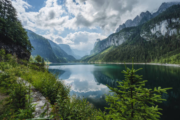 istock Dachstein Mountains reflected in Gosau beautiful lake, Austria 1329499885