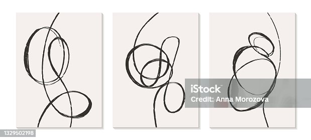 istock Contemporary templates with abstract shapes modern mid century boho style. 1329502198