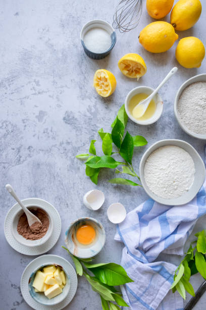 istock Ingredients for making traditional homemade lemon cake, fresh summer baking items 1329502615