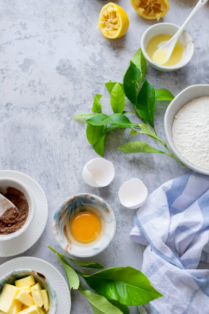 istock Ingredients for making traditional homemade lemon cake, fresh summer baking items 1329502616