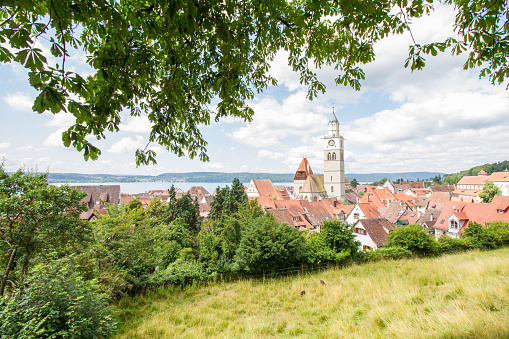 View over the roofs of the medieval town Ueberlingen at Lake Constance, Germany