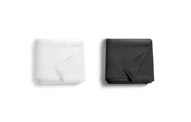 istock Blaank black and white folded towel with deferred corner mockup 1329507570