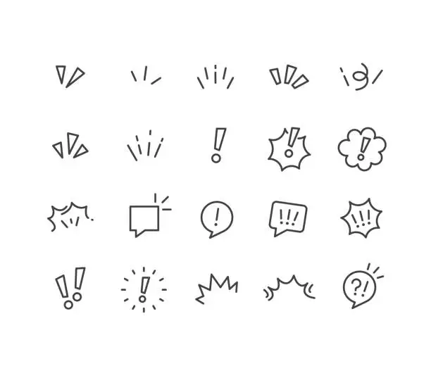 Vector illustration of Surprise, Attention and Inspiration Icons - Classic Line Series