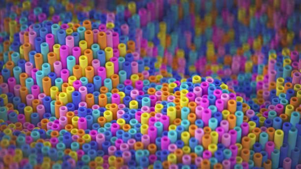 istock Background with vivid colorful tubes 3D render 1329508265