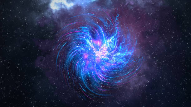 istock Cosmic wormhole funnel-shaped tunnel in space 3D render illustration 1329508303