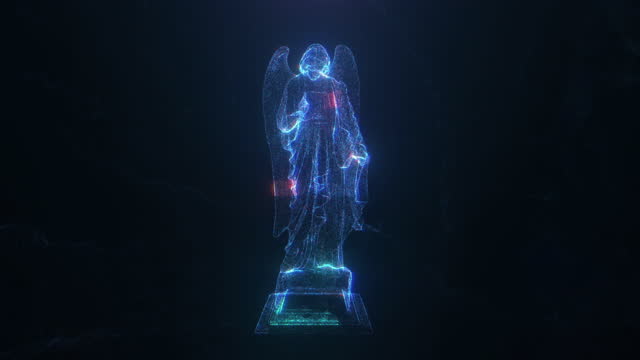 Futuristic angel hologram