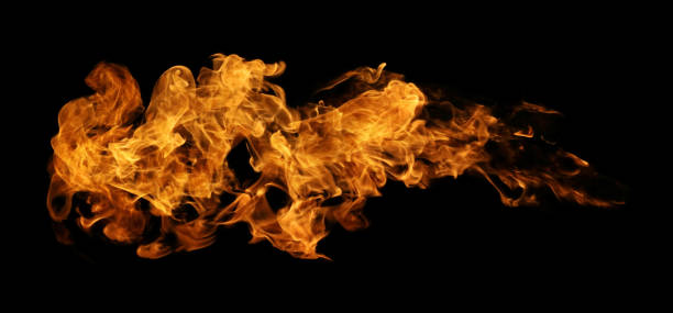 istock Fire and burning flame torch isolated on black background for graphic design 1329511373