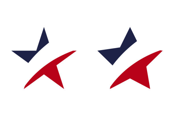 illustrations, cliparts, dessins animés et icônes de symbole de l’icône de l’étoile des états-unis. logo américain - blue red white