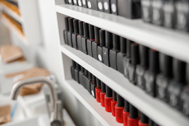 istock nail polish bottles at beauty salon 1329512581