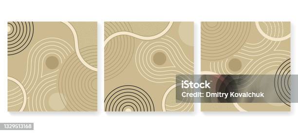 Abstract Square Banners Set In Zen Garden Decoration Stock Illustration - Download Image Now