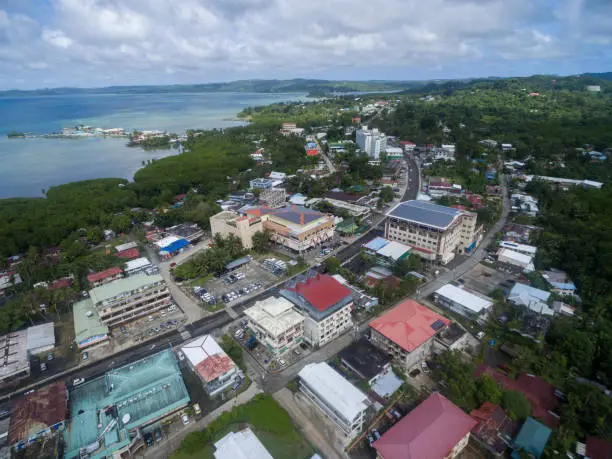 Koror Town in Palau Island. Photo from above