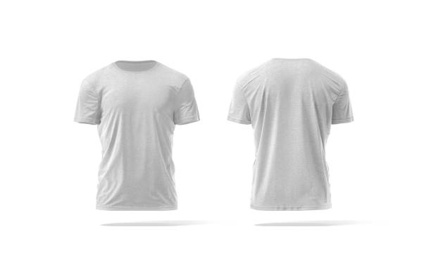 istock Blank melange wrinkled t-shirt mockup, front and back view 1329515369