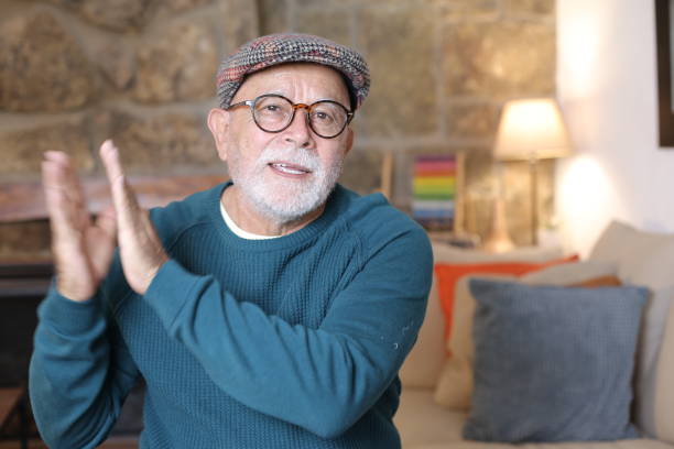 istock Senior man applauding with satisfaction 1329516257