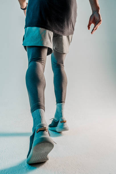 istock Bottom view of runner sportsman in studio 1329516910