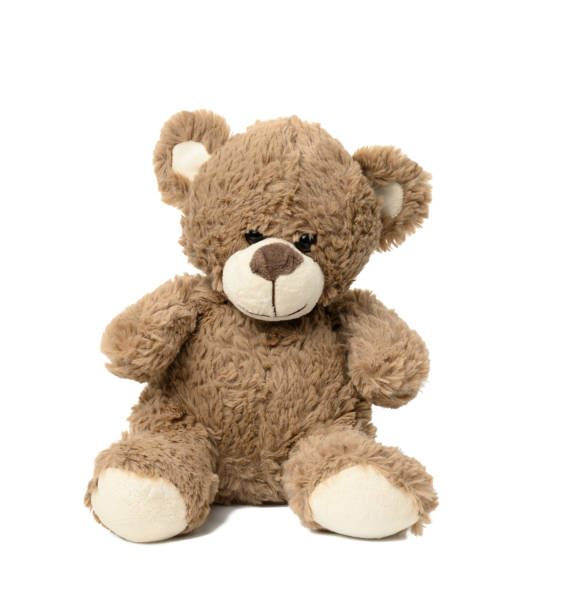 istock cute brown teddy bear sitting on white isolated background 1329519744