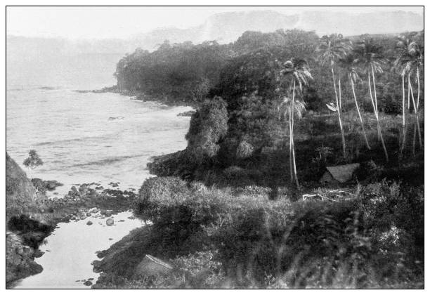 istock Antique black and white photograph: Mahaku point, Hawaii 1329522784