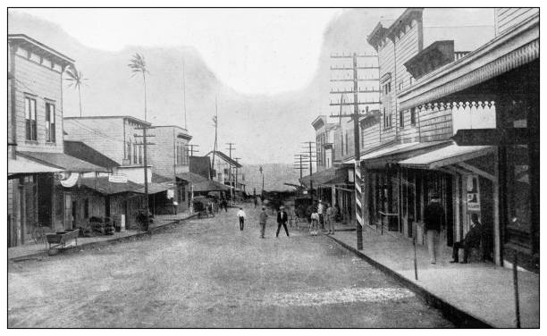 istock Antique black and white photograph: Hilo, Hawaii 1329523981