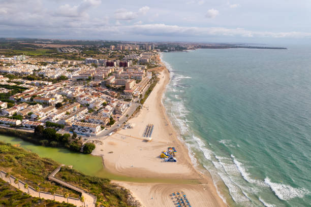 istock Aerial view sandy beach and Mediterranean Sea. Spain 1329524649
