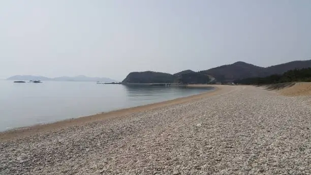 Mongdol Beach, a gravel beach in Baengnyeong Island, South Korea
