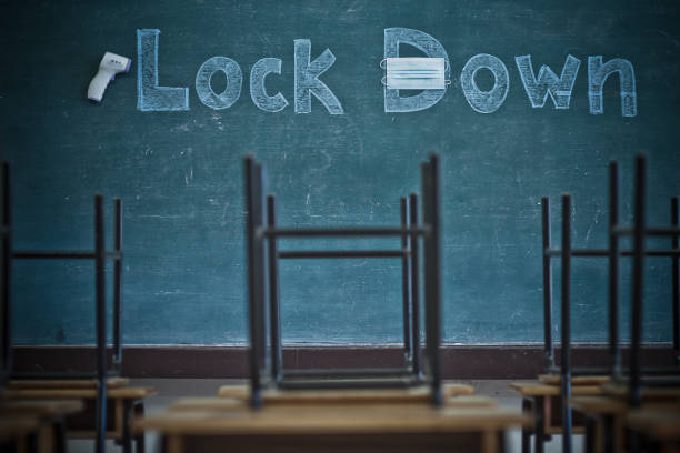 istock School closed due to COVID-19 outbreak and a message 